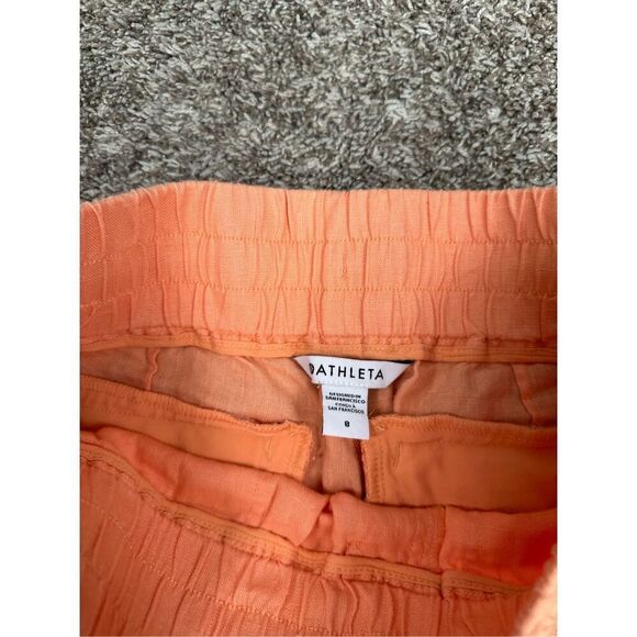 Athleta Cabo Linen Jogger Pants Women’s 8 M peach orange drawstring pockets - Picture 4 of 11